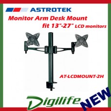 Astrotek Dual Monitor Arm fit 13"-27" LCD screens, VESA compliant, 15kg each