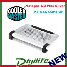 Cooler Master Notepal U2 Plus Silver Movable Fan Aluminium Cooling Pad 17"