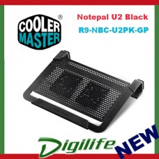 Cooler Master Notepal U2 Plus Black Movable Fan Aluminium Cooling Pad 17"