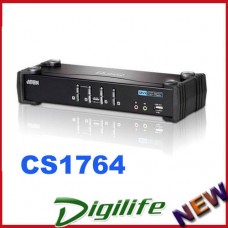 Aten 4-Port USB 2 DVI KVM + Peripheral Switch CS1764A, USB Hub Win Mac Linux Sun