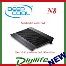 Deepcool N8 Notebook Cooler Pad Up to 15.6" Aluminium Dual 140mm Fans Black