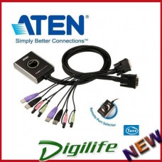 Aten CS-682 Petite 2 Port USB DVI KVM Switch with Audio, remote button, Cables