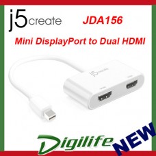 j5create Mini DisplayPort mDP to Dual HDMI Adapter JDA156