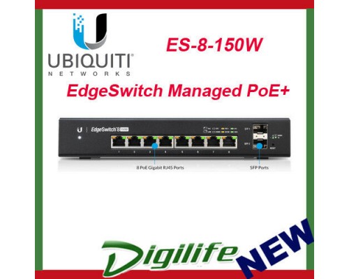 Ubiquiti Networks ES-8-150W 8 Port 150W Managed PoE+ Gigabit Switch with SFP 