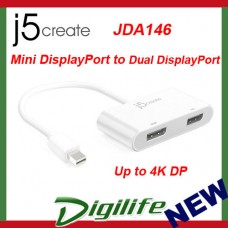 j5create Mini DisplayPort mDP to Dual Display Port Adapter JDA146