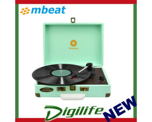 mbeat Woodstock Retro Turntable Player Tiffany Blue MB-TR89TBL